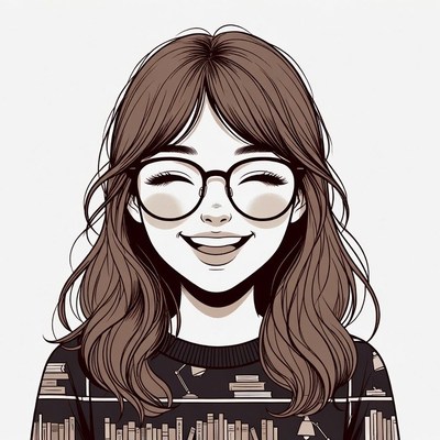 Smiling woman with glasses and books