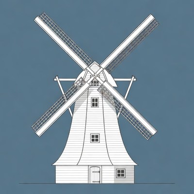 White Windmill Illustration