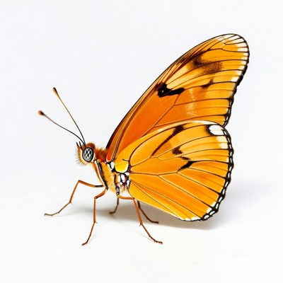 Orange butterfly on white background