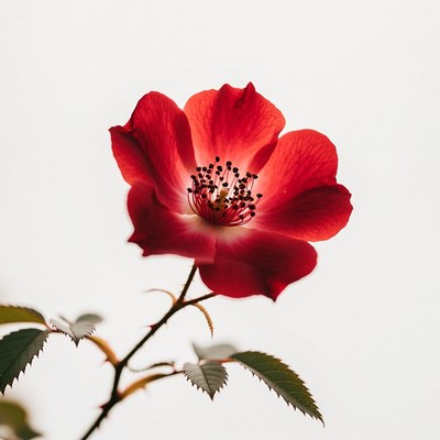 Red Rose Flower on White Background