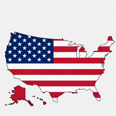 USA Flag Map Outline