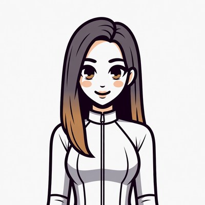 Anime girl in white zipper jumpsuit