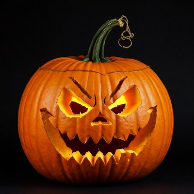 Lit Jack-o'-lantern pumpkin