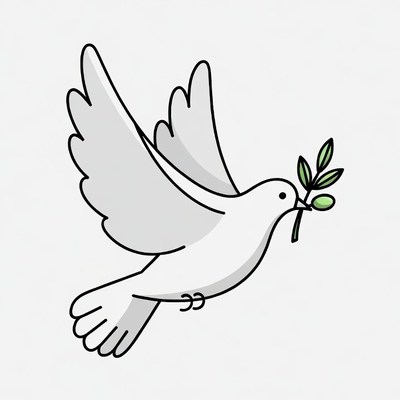 Dove holding olive branch