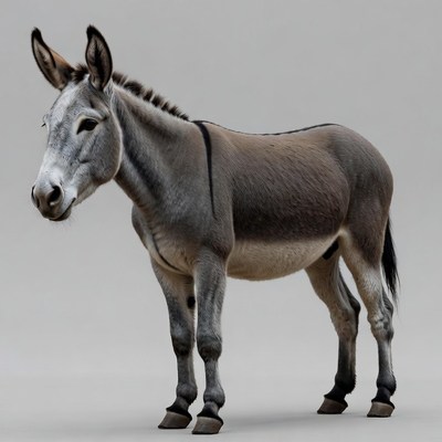 Donkey standing on gray background