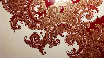 Red Gold Paisley Pattern Design