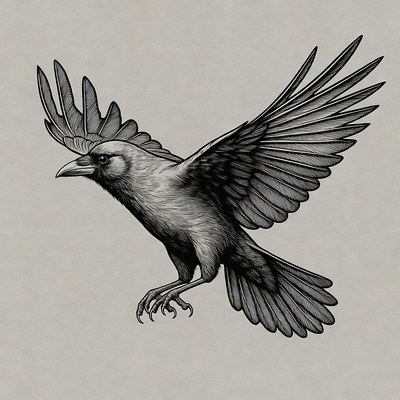 Flying Crow Illustration