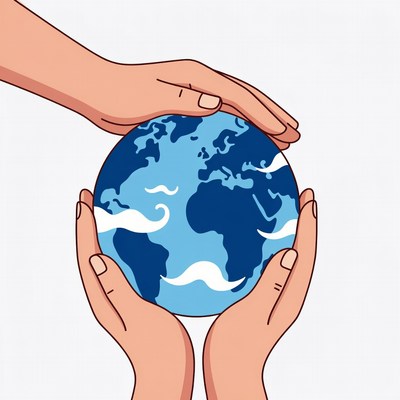Hands Holding Earth Illustration