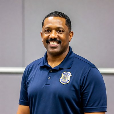 Smiling African-American police officer