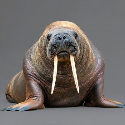 Walrus with long tusks