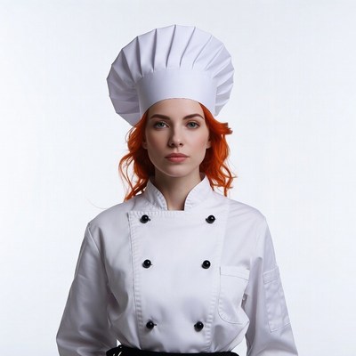Redhead woman wearing chef uniform