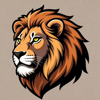 Roaring Lion Head Illustration