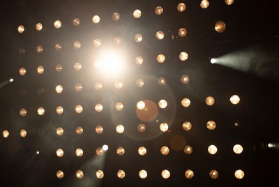 Bright Stage Spotlights in Dark Theater