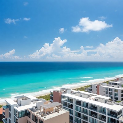 Aerial View Beachfront Luxury Buildings