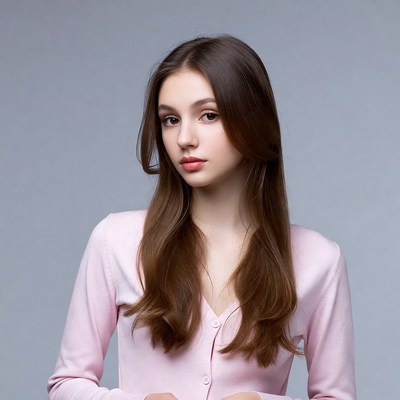 Young woman with long brown hair
