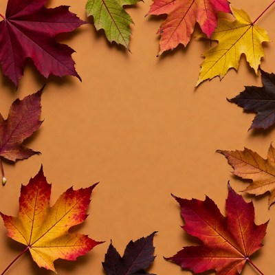 Colorful Autumn Maple Leaves in Circle