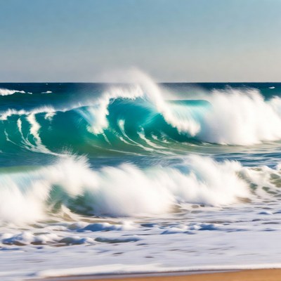 Crashing Ocean Waves on Beach