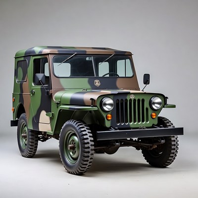 Camouflage Jeep CJ Military Vehicle