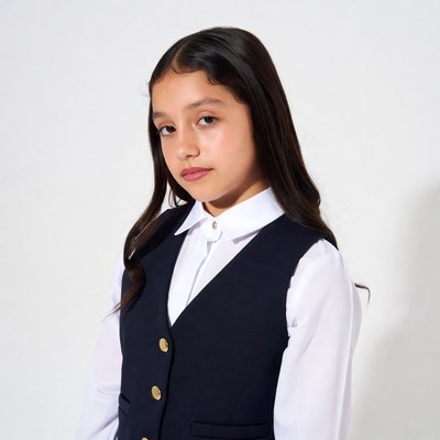 Girl in navy school uniform