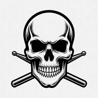 Skull with Crossed Drumsticks