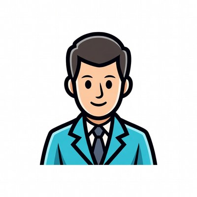 Cartoon man in blue suit