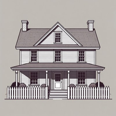 Victorian House with Porch Illustration