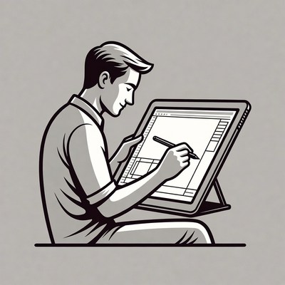 Man drawing on graphic tablet