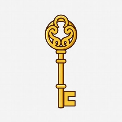 Golden ornate key illustration