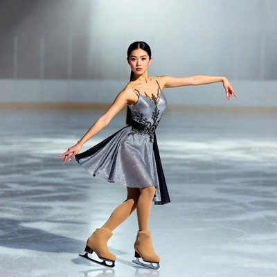 Asian woman figure skating