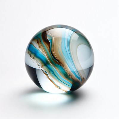 Colorful Glass Marble on White Background
