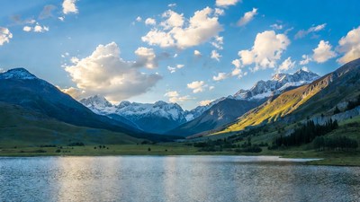 Mountain Lake with Snow Peaks