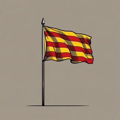 Catalan Flag Waving on Pole