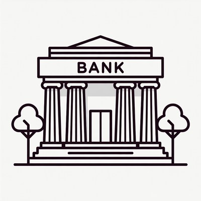Bank Building Clipart Illustration