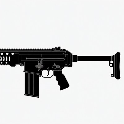 Black Silhouette Assault Rifle