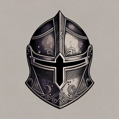 Medieval Knight Helmet Illustration