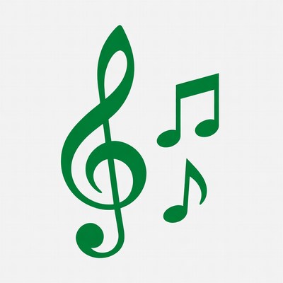 Green Treble Clef and Music Notes