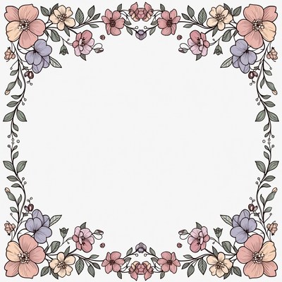 Floral Flower Frame Border