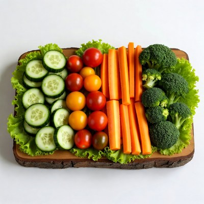 Fresh Veggie Platter on Wooden Board