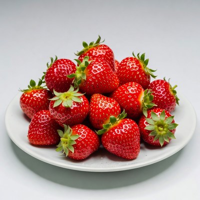 Fresh strawberries on white plate