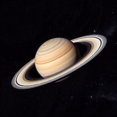 Saturn with rings in space