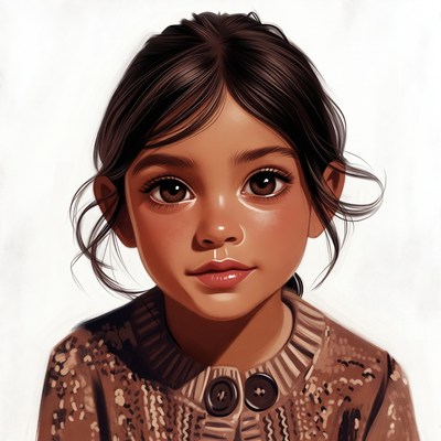 Portrait of cute girl in brown sweater