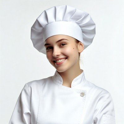 Smiling woman in chef uniform