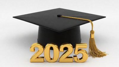 Golden 2025 Graduation Cap