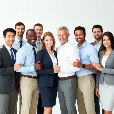 Diverse business team standing together