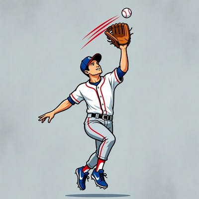 Baseball player catching ball