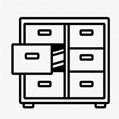 Open Drawer Filing Cabinet Illustration