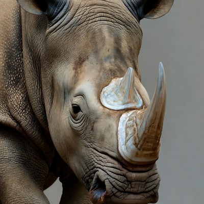 Close-up white rhinoceros head
