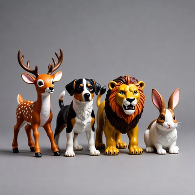 Deer Dog Lion Bunny Toy Figures