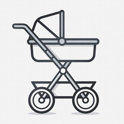 Line Art Baby Stroller Illustration