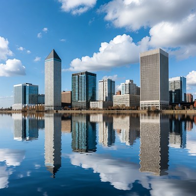 Skyline Reflected in Lake